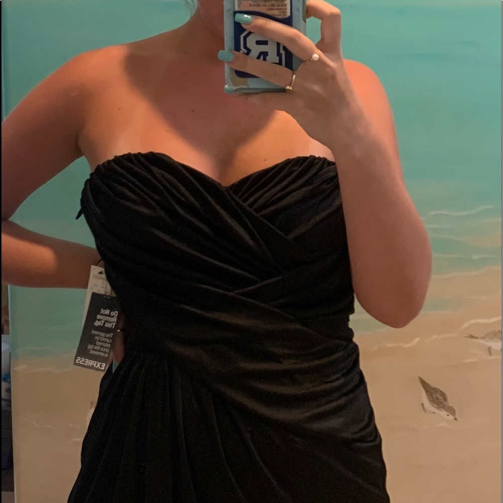 New strapless black mini dress